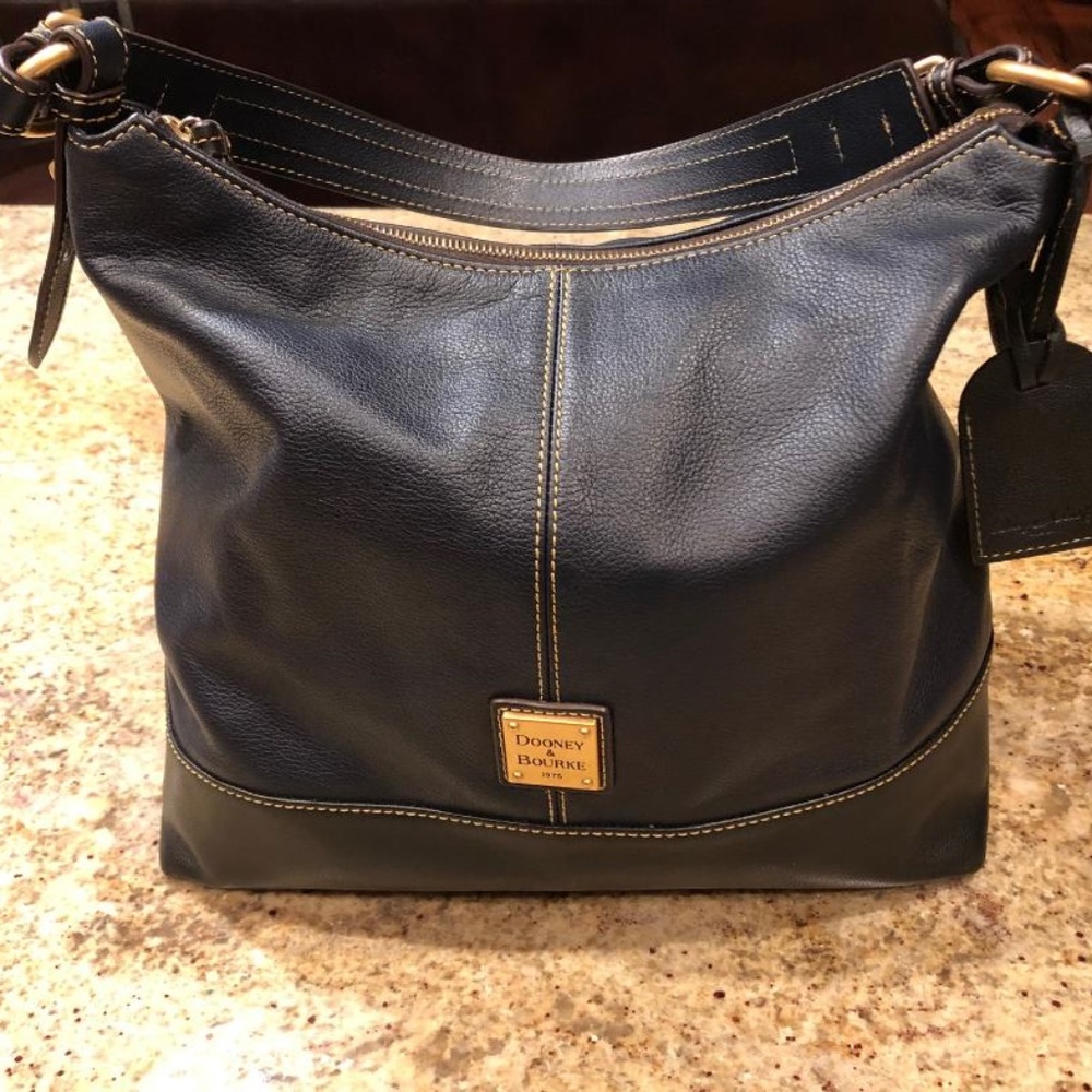 Navy Dooney & Bourke Leather Hobo Bag